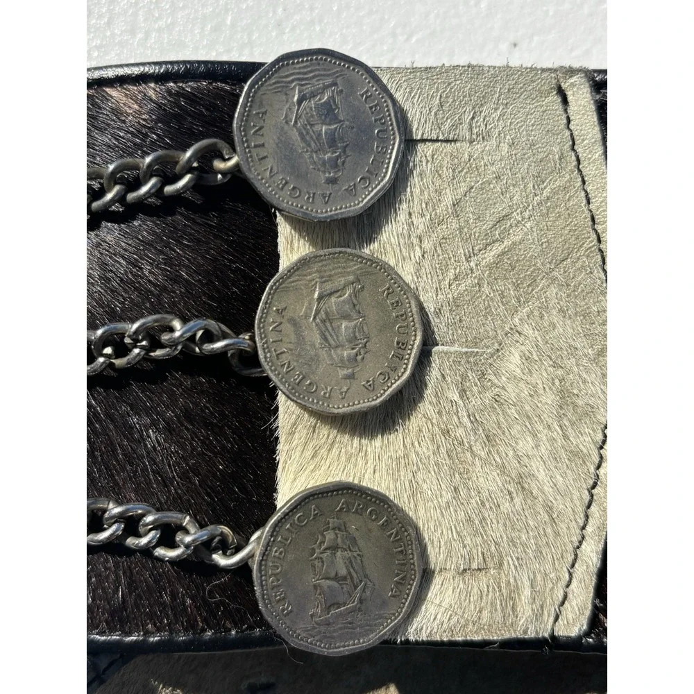 Vintage Argentinian Gaucho Coin Belt Cowhide Leather 60s 70s Kelly's Argentina
